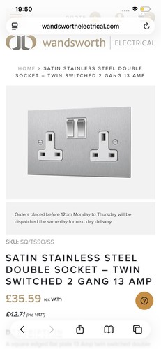 Wandsworth twin socket gang - twin, 2