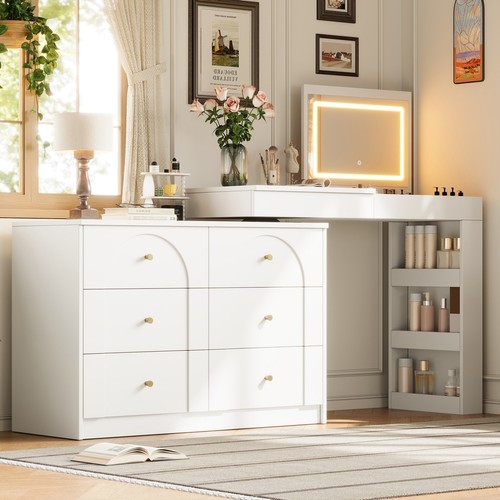 Shaped vanity desk - l, flip