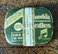 GRAMAPHONE NEEDLE TIN. UNOPENED. COLUMBIA 100 DURAGOLD PERMANENT NEEDLES.SEALED.