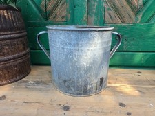 Vintage French European Galvanised Wash Tub Bucket Pot Garden Planter