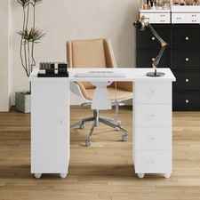 Rolling Nail Art Table with Built-in Dust Collector Pro Nail Technicians Desk