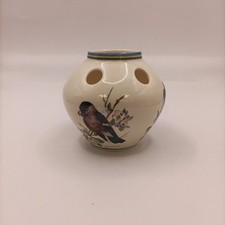 BRIXHAM POTTERY POSY VASE FEATURING GREAT TIT (03)