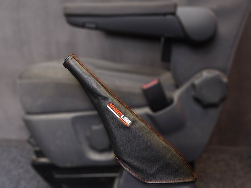 Black leather handbrake gaiter - black,