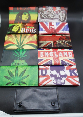 Printed leather pouch - leather,
