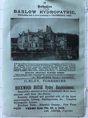 Baslow hydropathic 1897 - hydropathic,