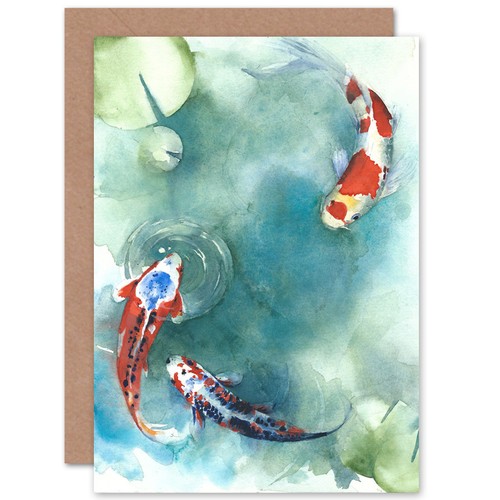 Japanese koi fish with lilies - koi,