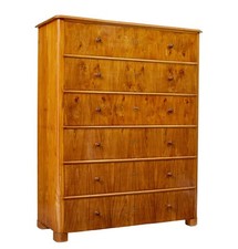 TALL 19TH CENTURY ELM SECRETAIRE CHEST OF DRAWERS