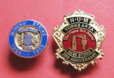 2 Yorkshire Area NUM strike badges - 1984/85 strike & 30th strike anniversary