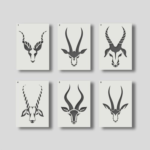 Antelope head stencils - -, wall