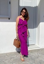 Zara Purple Linen Blend Ruffle