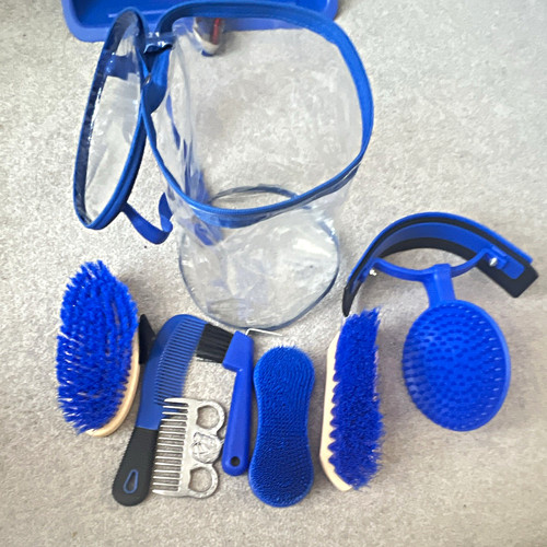 Blue horse grooming kit set - horse,
