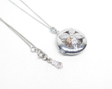 Clogau Gold Silver & 9ct Rose Gold Peridot Awelon Locket & 20" Chain