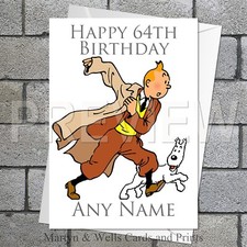 Tintin birthday card. 5x7