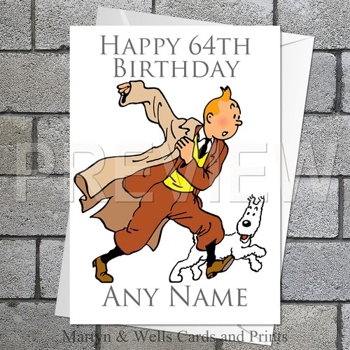 Tintin birthday card 5x7 - card.,