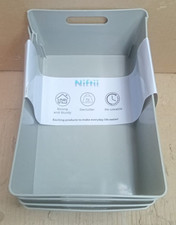 Niftii 5-Pack Plastic Storage Baskets with Sturdy Handles, Lightweight & Durable