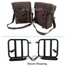 Fit For Royal Enfield Classic 350 Coffee Brown Military Pannier Bags & Fitting