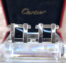 Cartier Cufflinks Rare Black & 925 Sterling Silver with Case