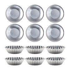  12 PCS Mini Tartlet Tins Baking Tool Pie Mold Aluminum Alloy Mould