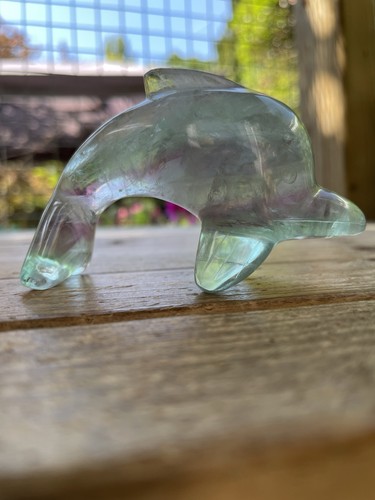 Fluorite dolphin carving - dolphin,