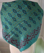 Ladies Indian Silk Square Scarf Colourful Pattern 