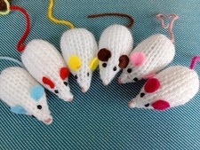  Hand Knitted MICE 6 little