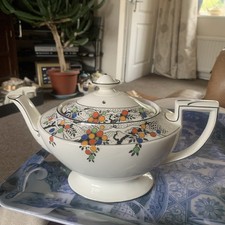 Vintage Crown Ducal Acacia Teapot Oval Shape Bright Vibrant Pattern 