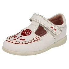 Girls Startrite White & Red Leather T-Bar  Shoes : Leila (Ex Display)