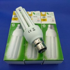 3 x 20W = 100w Greener Living Low Energy Light Bulbs BC B22 Energy Saving Lamps
