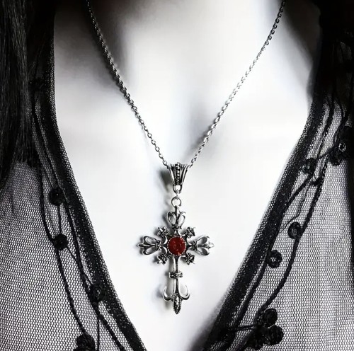 Gothic silver crystal necklace - gothic,