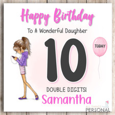 Personalised 10th Birthday Card Granddaughter Daughter Niece Double Digits Girls