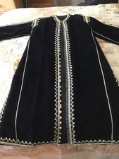 Lined Black Velvet Maxi Kaftan Abaya Caftan Moroccan Ethnic Dress Size Large