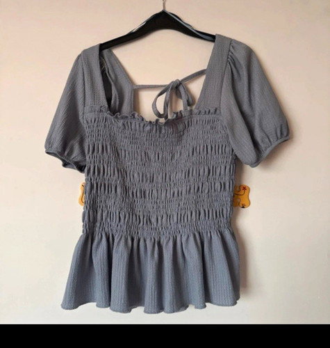 New look blue smocked - smocked, square