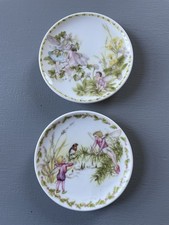 Vintage Flower Fairy Flower Fairies Miniature Plates Wall Hanging X2