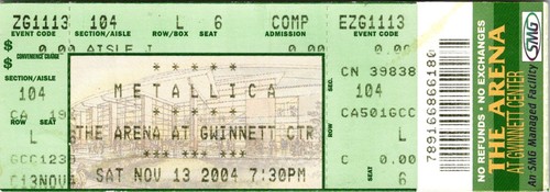 Metallica concert ticket the - concert,