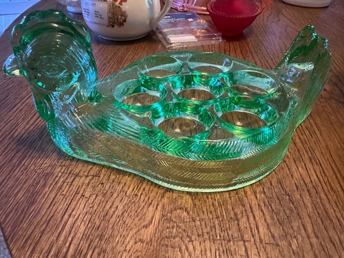 Green glass chicken - green, /