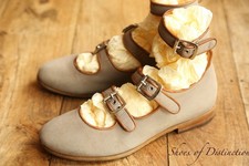 Vivienne Westwood Roman Grey Canvas Leather Monk Buckle Shoes UK 7 US 8 EU 41