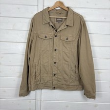 PULL & BEAR Denim Jacket Mens Size XL Beige Utility Casual Chore Workwear Tan
