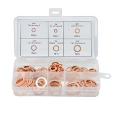 Copper Washers Sump Plug Assorted Engine Crush Washer Flat Ring Set Box 110PCS