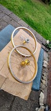 ARAYA 7X 7 X RALEIGH BURNER BMX PAIR WHEELS OLD RARE 80’s GOLD  20 INCH  RARE