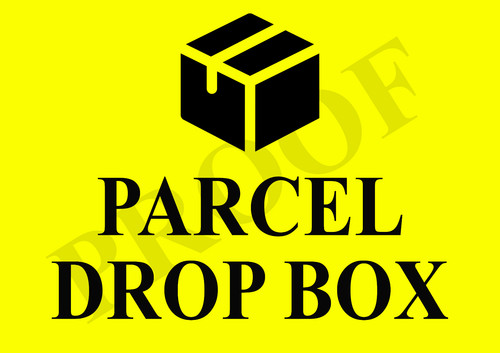 Parcel drop box metal sign - parcel,