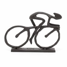 Cast Iron Cyclist Sculpture Cycling Ornament | Racing Bike Abstract Decoration