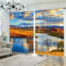 Brown Jungle Stream 3D Curtain