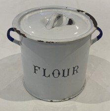 Vintage Small Enamel Flour Bin
