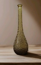 Vintage Empoli Amber Glass Genie Bottle Decanter Hobnail Bubble Italian Glass