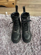 Vintage Women’s Harley Davidson Biker Boots Size 5 Black Leather Zip Up