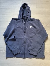 Nike Navy Full Zip Hoodie Men’s Size L | Fleece Lined Sweatshirt Jumper
