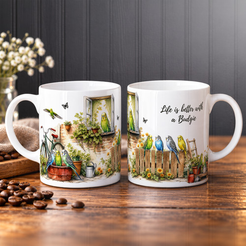 Personalised budgie mug - mug, custom