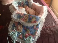 reborn small twin crib for two small reborns up to 12 inches with two teddies