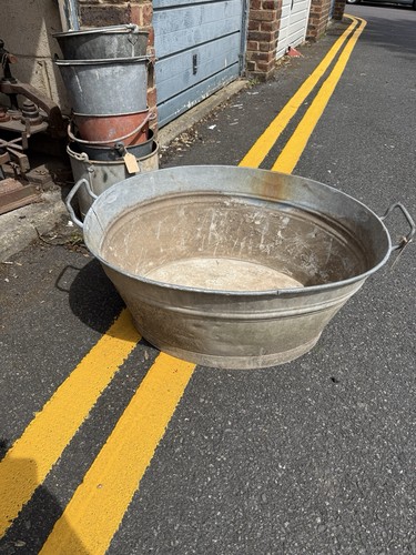 Large vintage galvanised wash - galvanised,