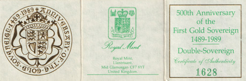 Gold double sovereign 1989 - gold, double-sovereign